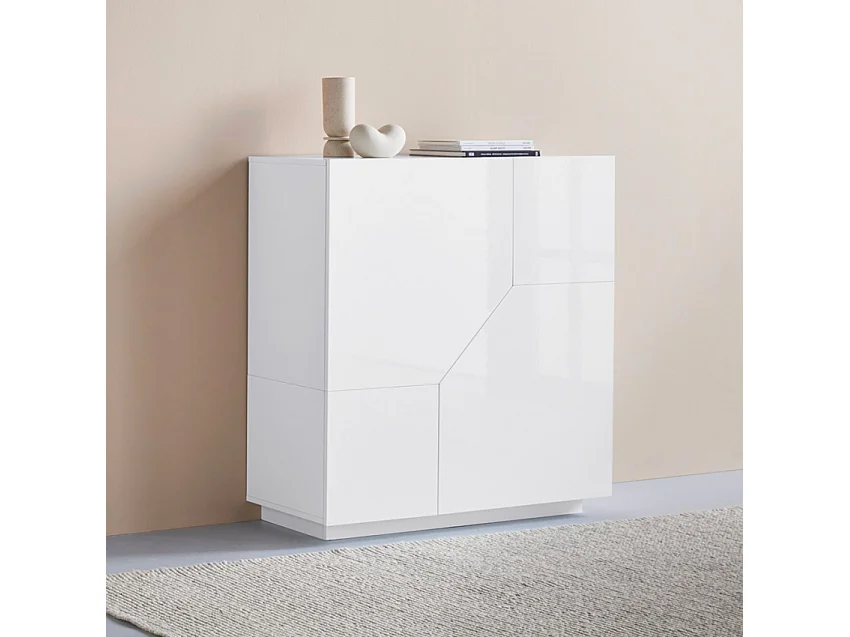 Credenza mobile soggiorno 100x43cm cucina 2 ante bianca moderna Klain