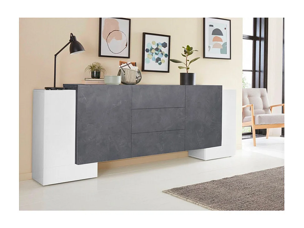 Aparador 210 cm 6 puertas abatibles diseño moderno Pillon Fabrik Ardesia