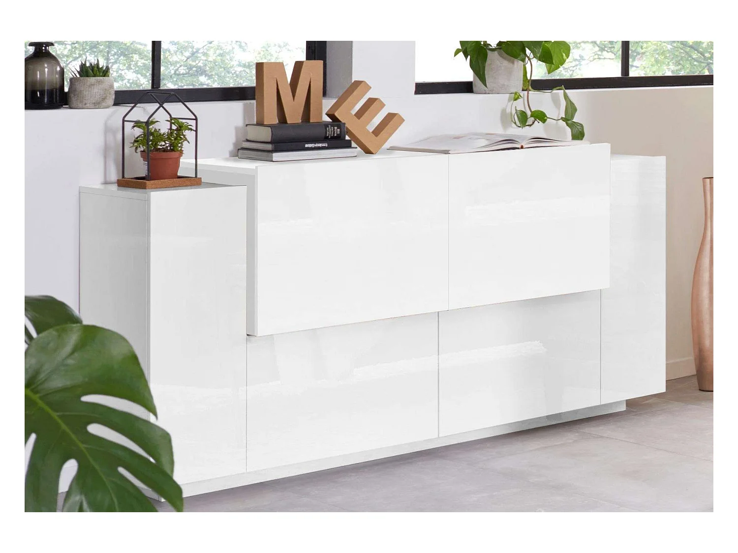 Mobile NEW CORO L 160 x H 86 x P 45 cm bianco lucido