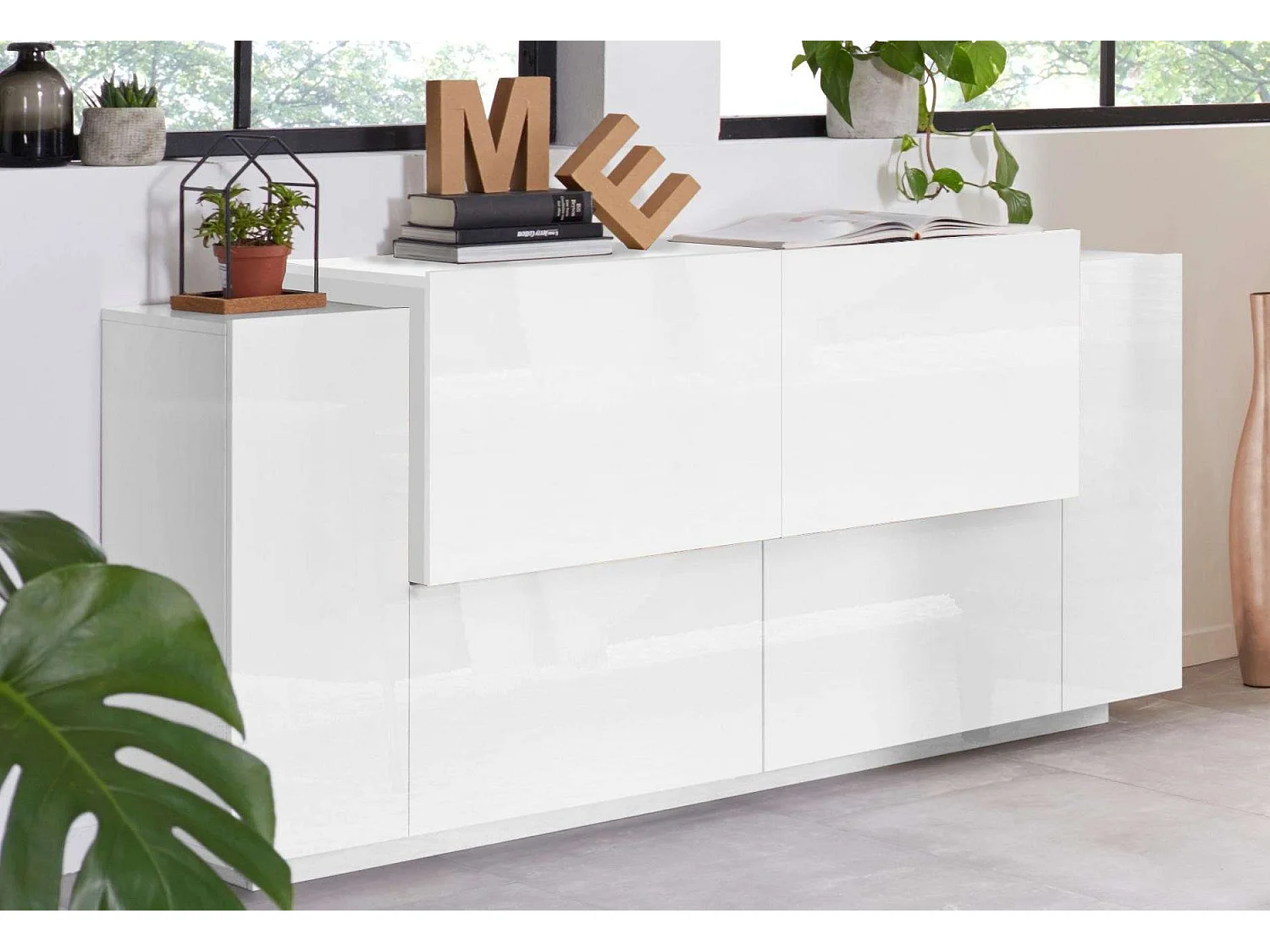 Mobile NEW CORO L 160 x H 86 x P 45 cm bianco lucido
