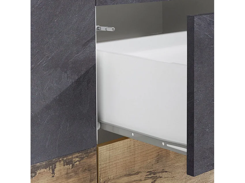 Aparador Mira Report antracite de 140x43cm para sala de estar, com 2 portas e 3 gavetas