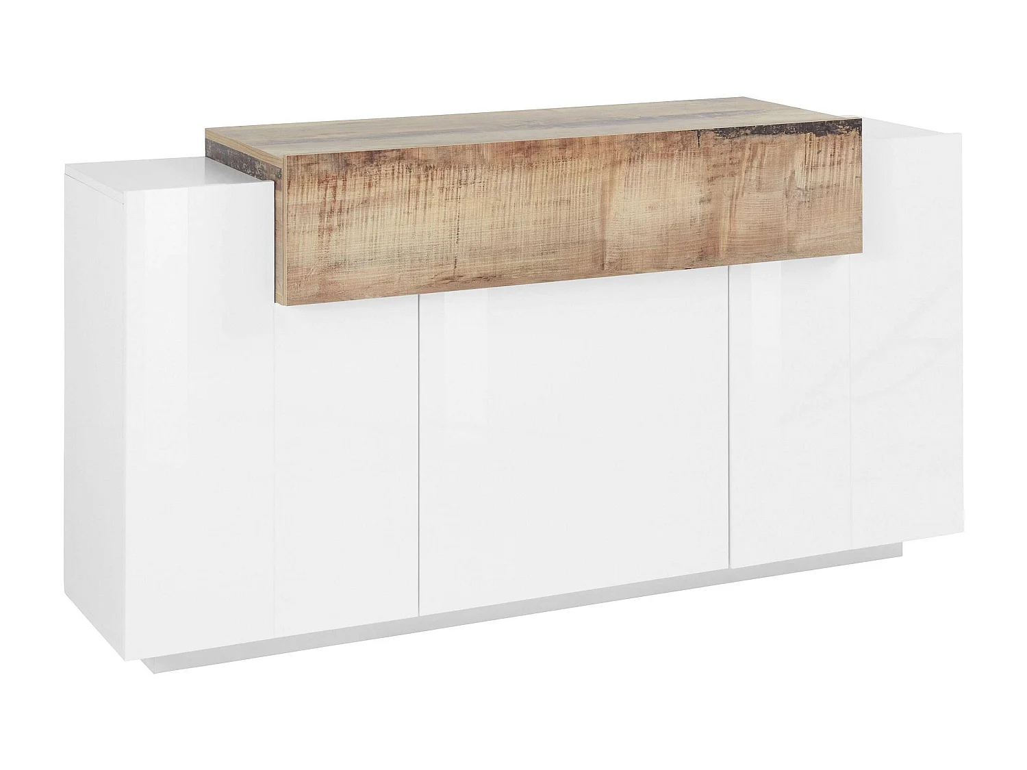 Sideboard 3 Flügeltüren 1 Fach mit Klappendesign aus weißem Holz Corona Side Corona Side