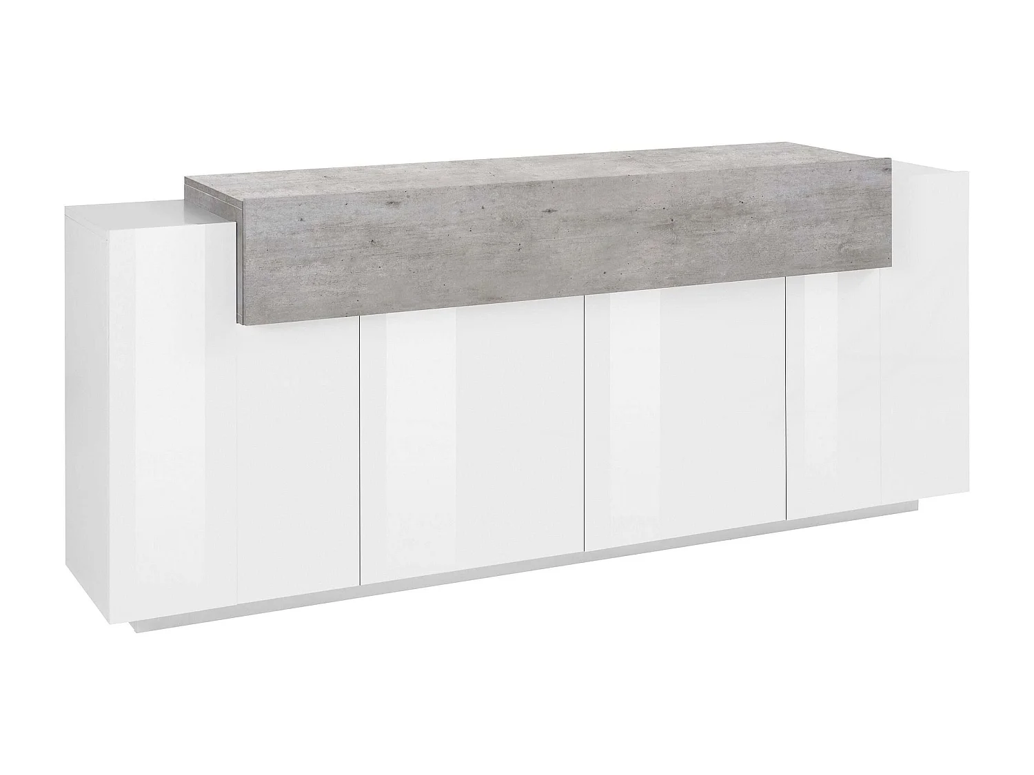 Aparador salón buffet 200 cm con puerta y 4 compartimentos blanco y gris Corona Side