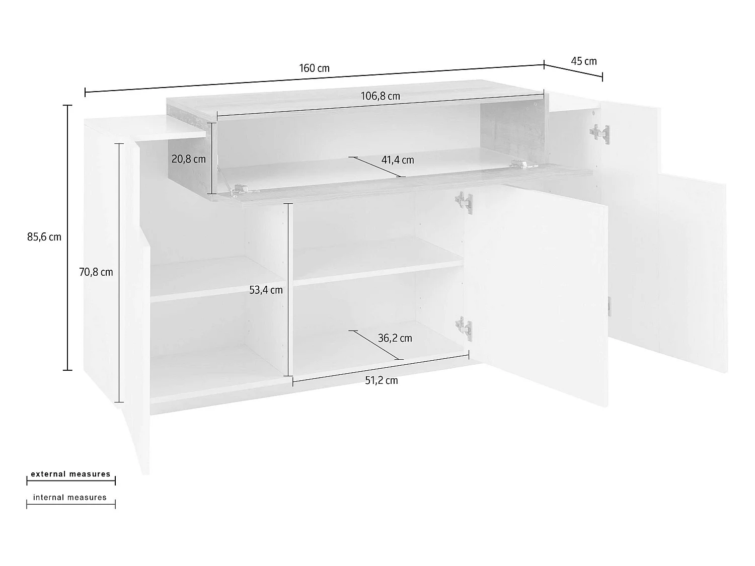 Buffet 3 portes battantes 1 placard rabat design moderne Corona Side Report