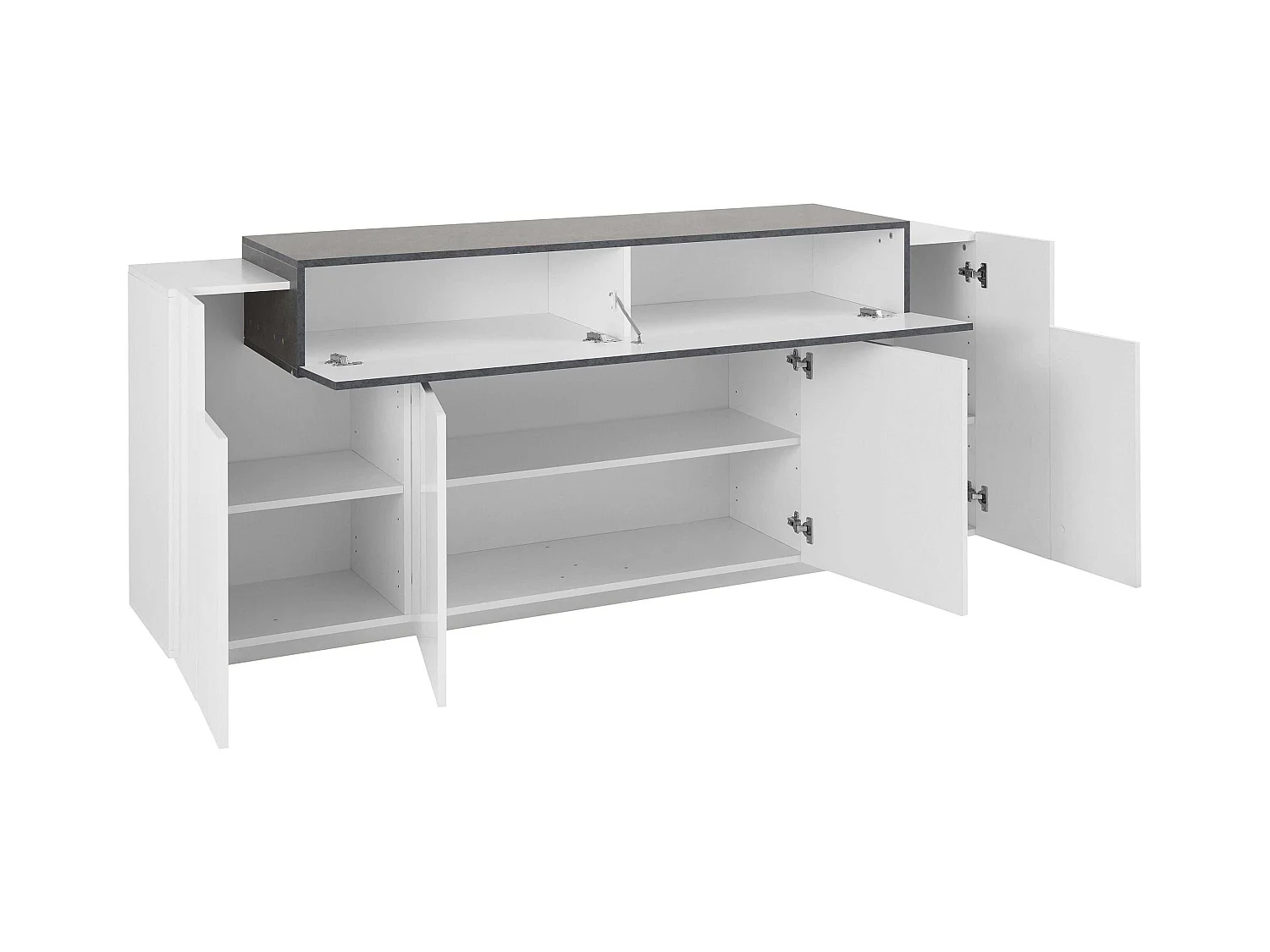 Aparador 200 cm salón blanco y pizarra con puerta y 4 compartimentos Corona Side