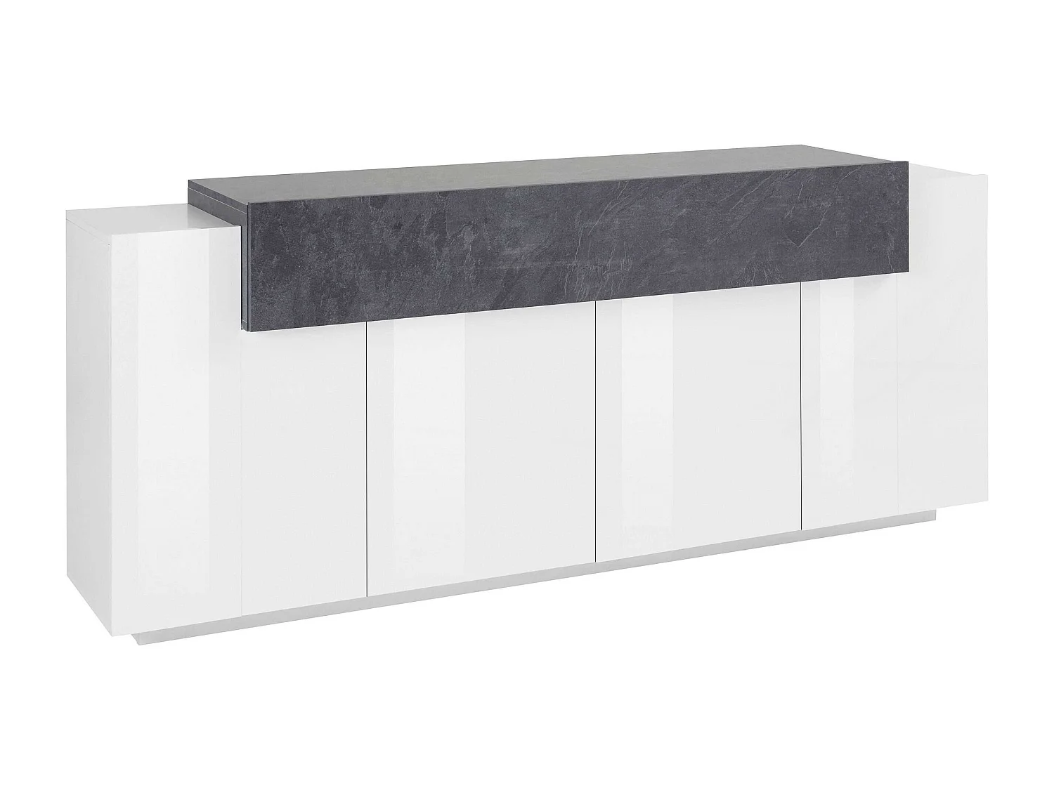 Mobile Coro L 200 x H 85.5 x P 45 cm bianco lucido e grigio ardesia