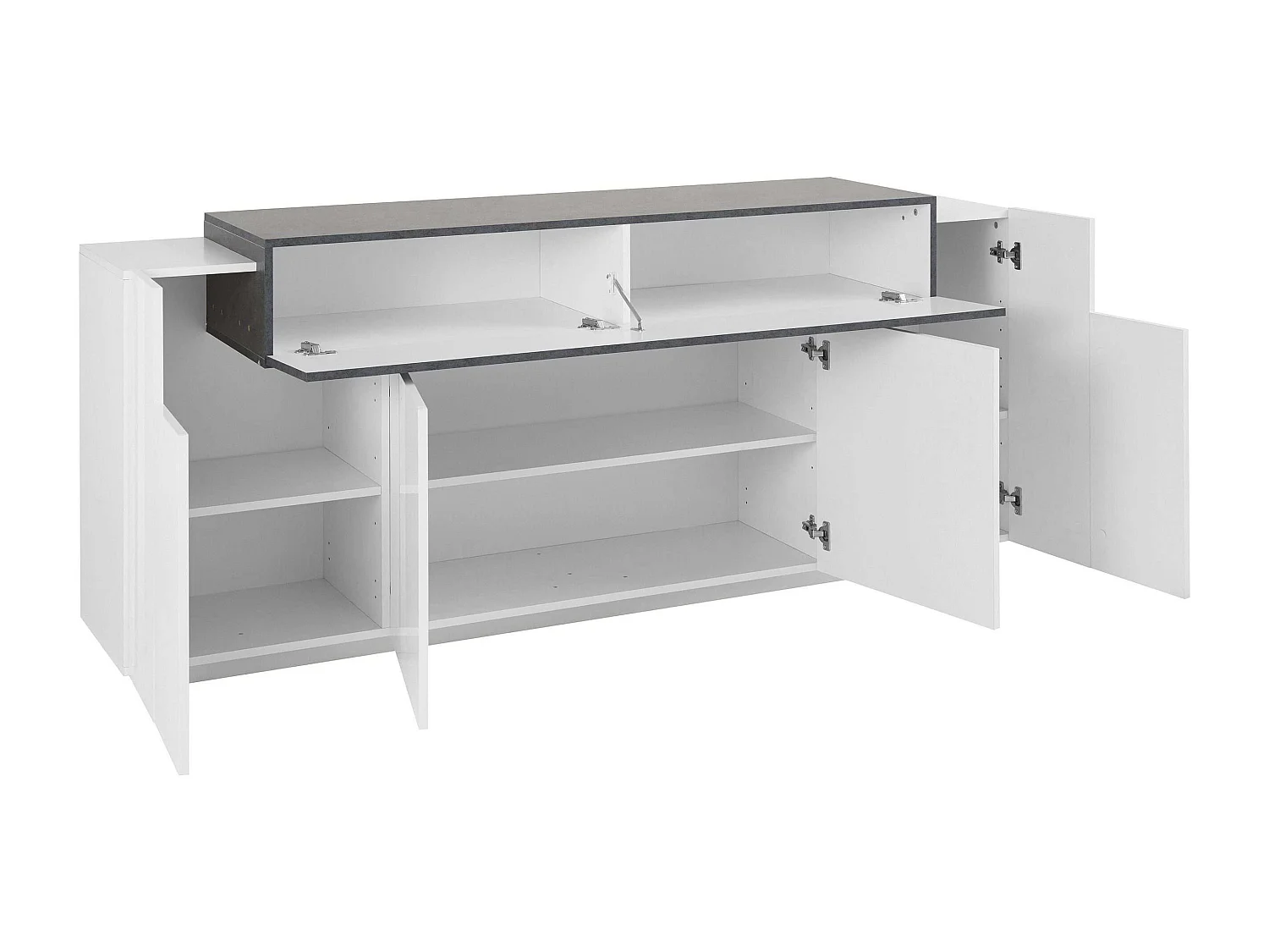 Mobile Coro L 200 x H 85.5 x P 45 cm bianco lucido e grigio ardesia