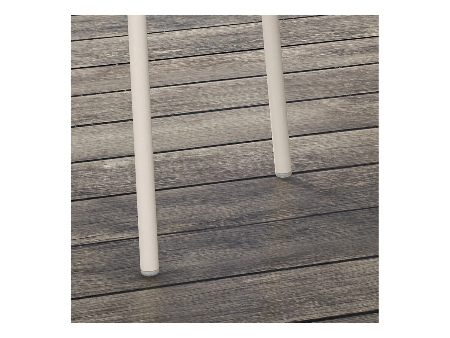 Lot de 4 chaises de jardin en plastique avec cadre en métal, beige