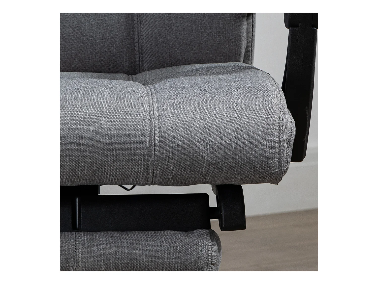 Cadeira de escritório com massagem e aquecimento - 6 pontos de vibração, encosto reclinável de 155°, cinza