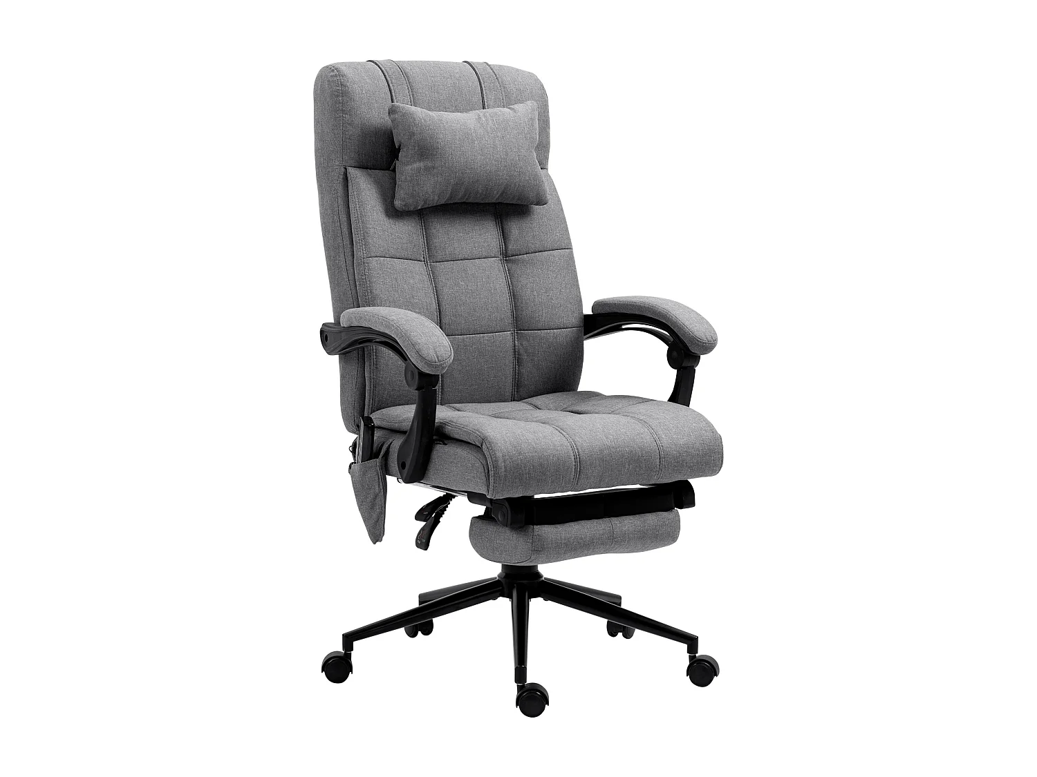 Fauteuil de Bureau Massant et Chauffant - 6 Points de Vibration, Dossier Inclinable 155°,gris