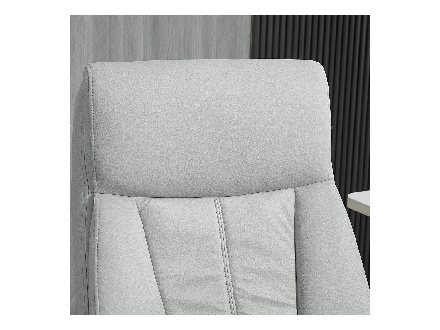 Fauteuil de Bureau Massant et Chauffant - 6 Points de Vibration, Dossier Inclinable 155° en Microfibre gris clair