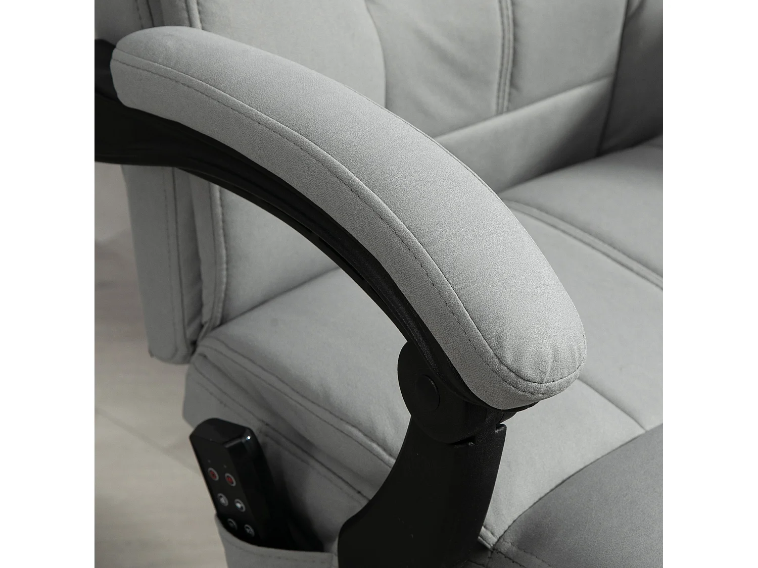 Fauteuil de Bureau Massant et Chauffant - 6 Points de Vibration, Dossier Inclinable 155° en Microfibre gris clair