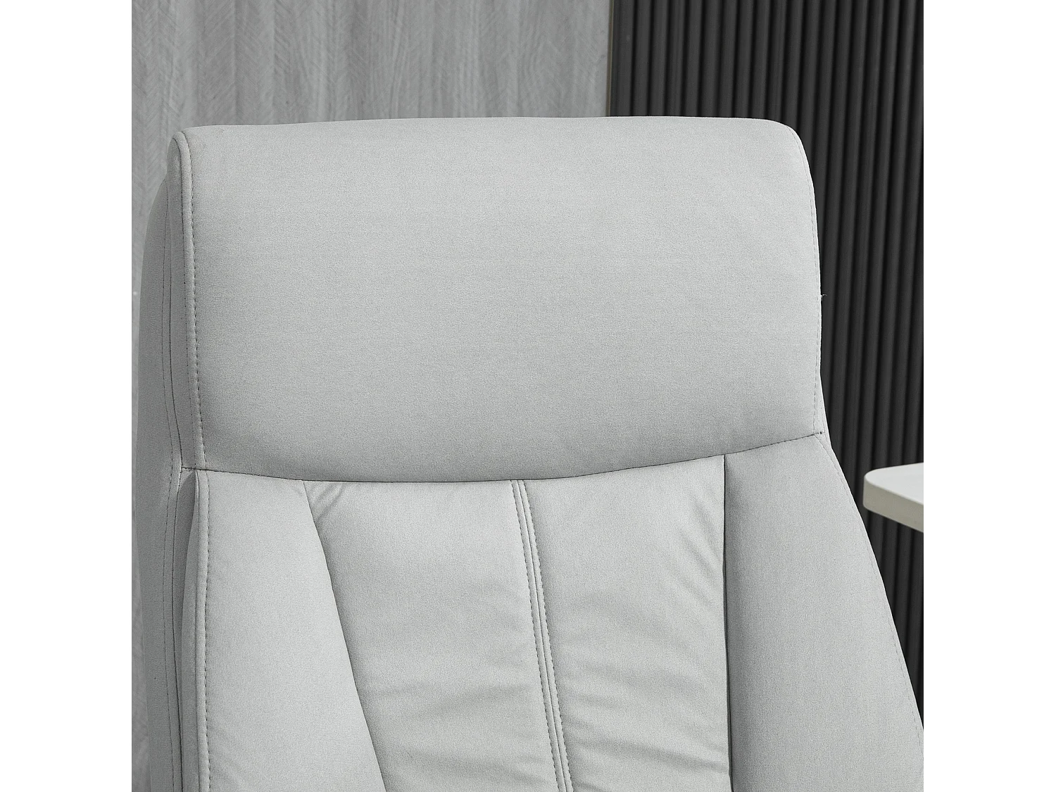 Fauteuil de Bureau Massant et Chauffant - 6 Points de Vibration, Dossier Inclinable 155° en Microfibre gris clair