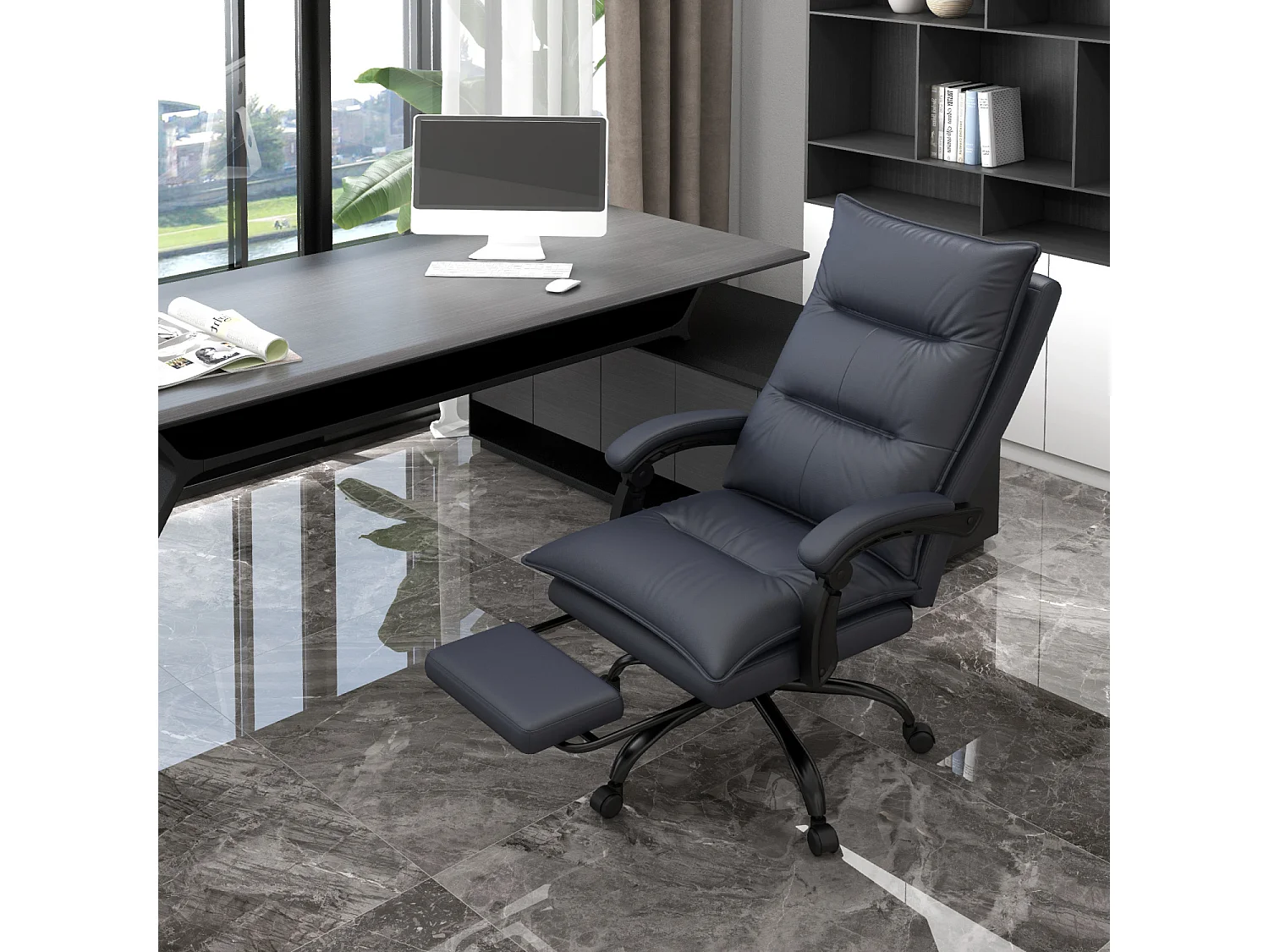 Fauteuil de bureau Massant et Chauffant - 6 Vibrations, Dossier 155° Microfibre gris foncé