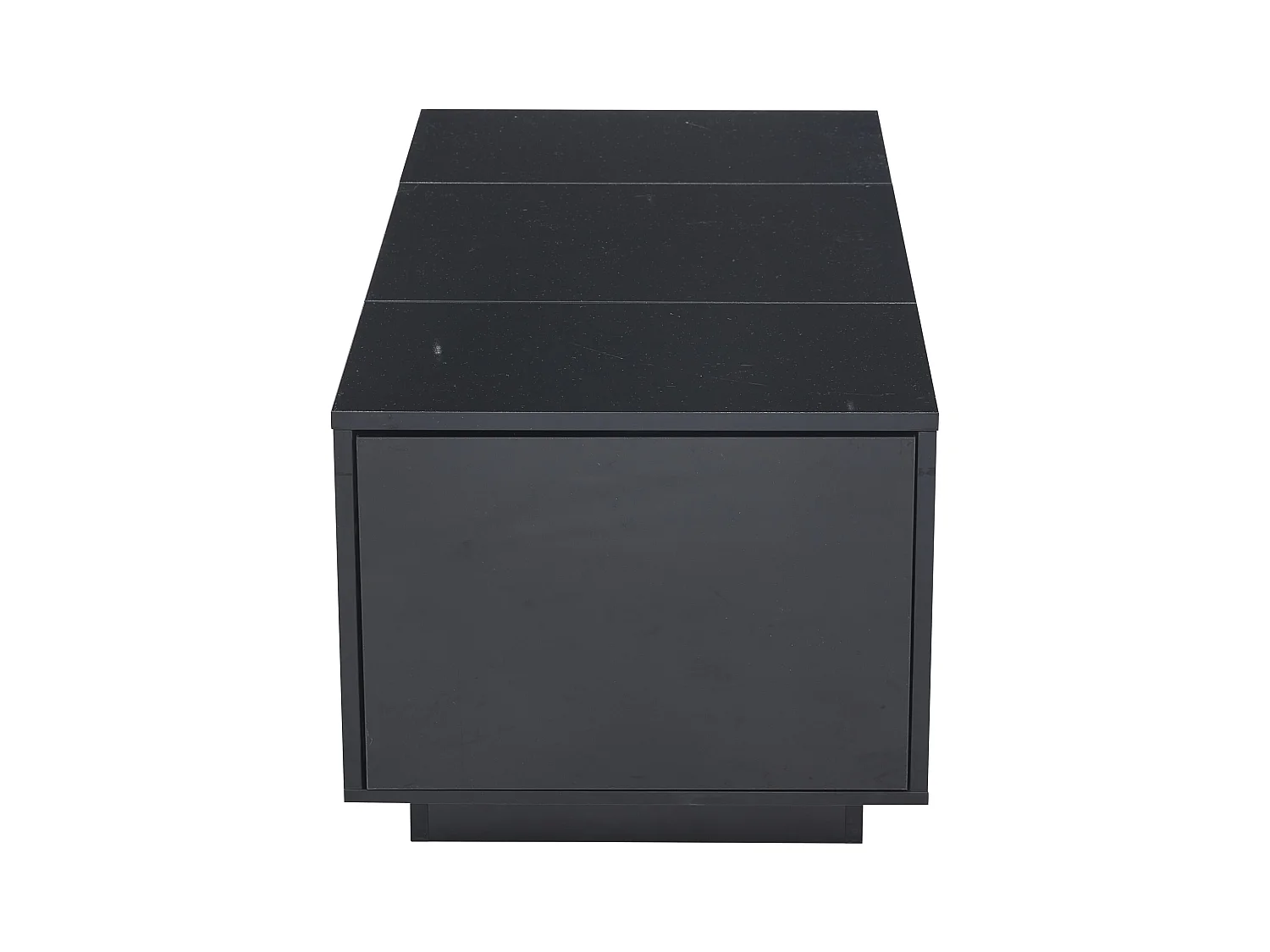 Table basse avec plateau relevable 95x48x40cm avec 2 tiroirs, LED, corps en noir laqué