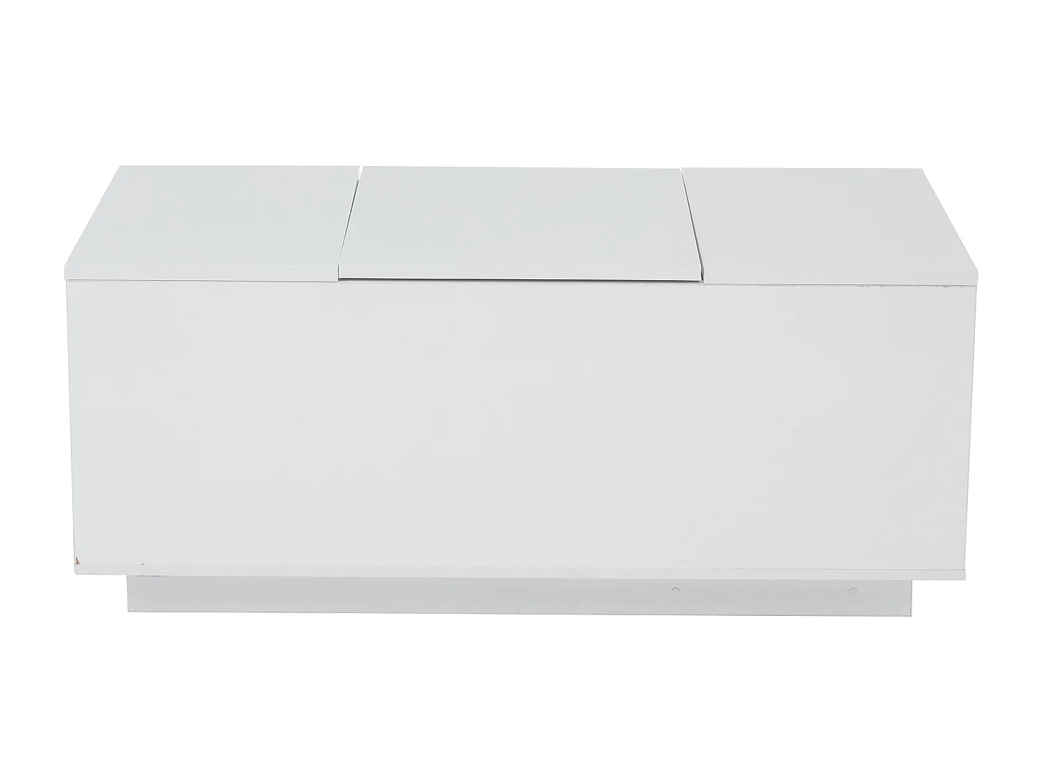 Table basse avec plateau relevable 95x48x40cm avec 2 tiroirs, LED, corps en blanc laqué