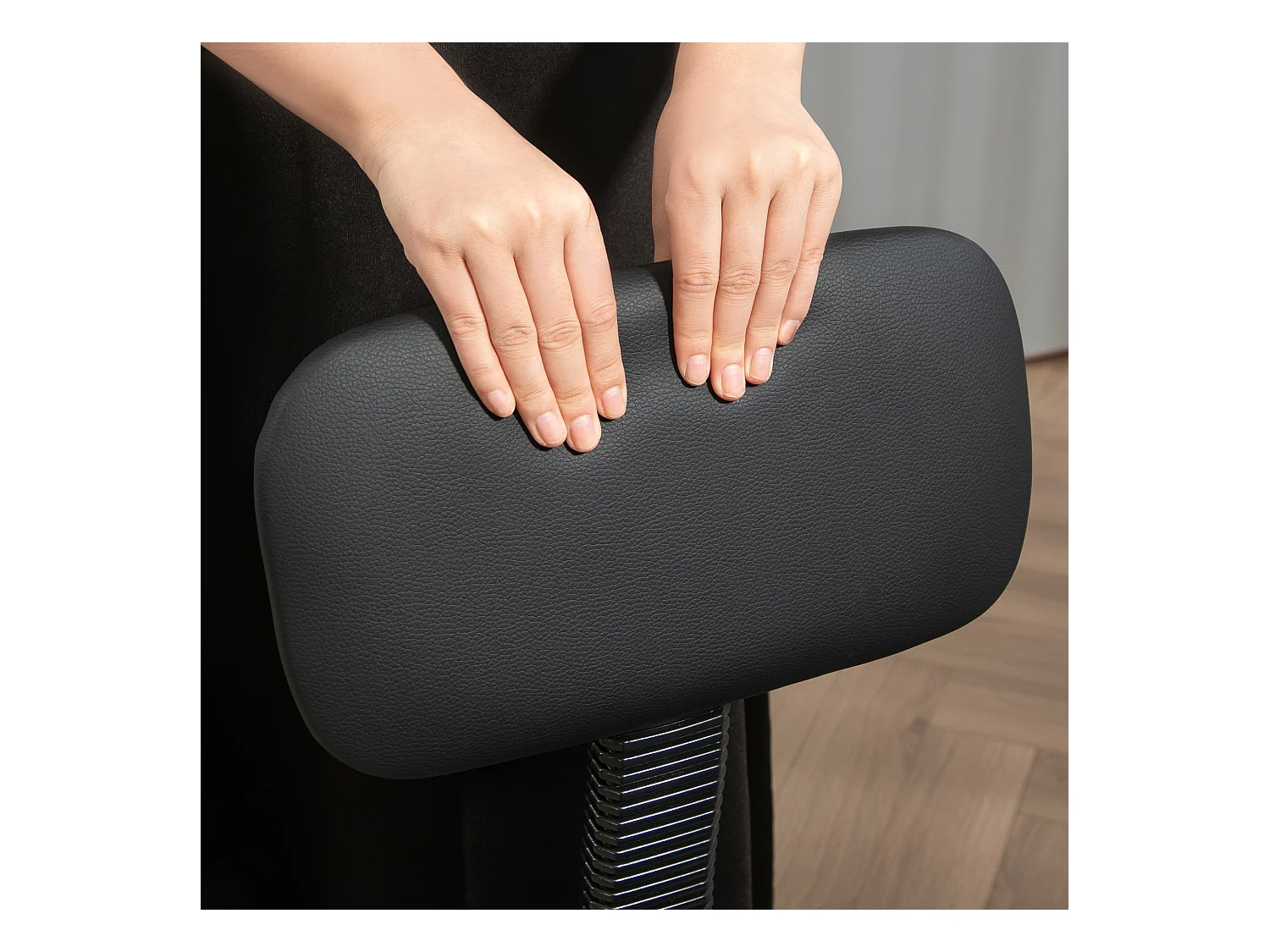 Chaise de Bureau 360°pivotante en Similicuir noir - Réglable en Hauteur avec Repose-Pieds