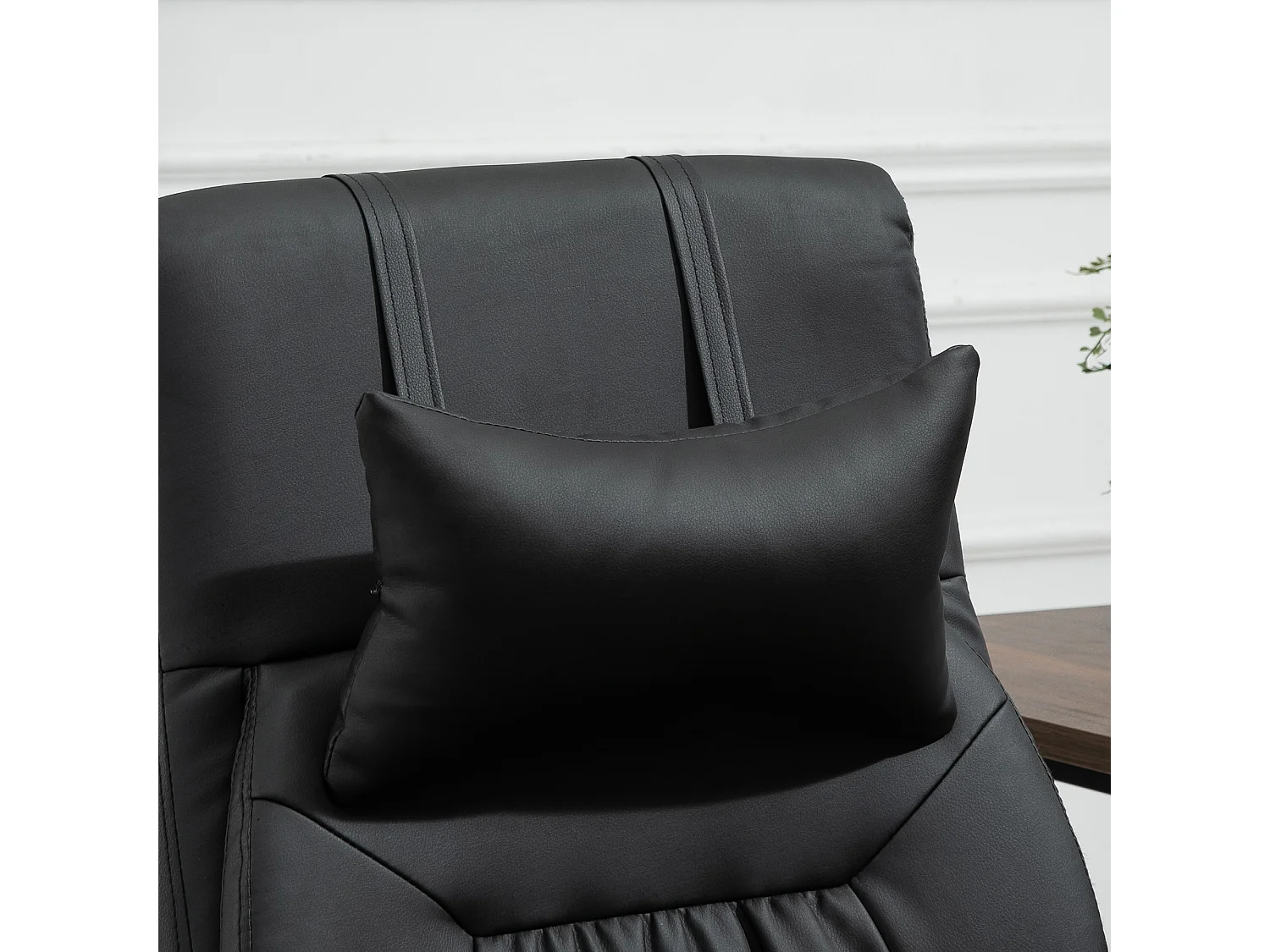 Fauteuil de Bureau Massant Noir - 7 Vibrations, Dossier Basculant et Repose-Pieds Ergonomique
