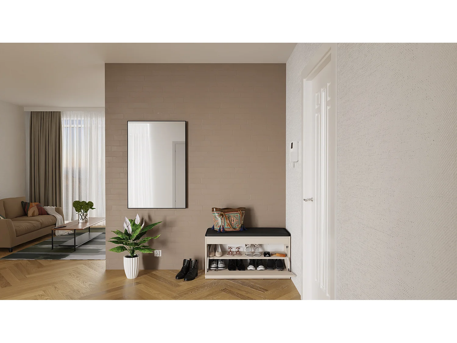 Meuble à chaussures BARI 100 cm – Banc d’entrée avec assise en cuir écologique, pour 8 à 10 paires