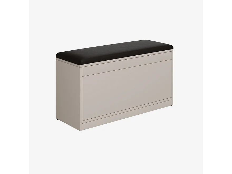 Meuble à chaussures BARI 100 cm – Banc d’entrée avec assise en cuir écologique, pour 8 à 10 paires