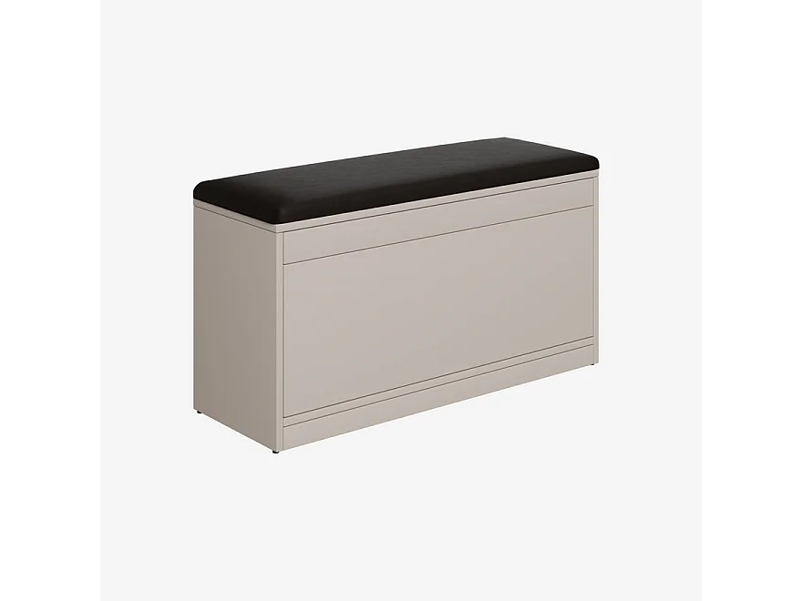 Szafka na buty BARI 100 cm – Ławka do przedpokoju z siedziskiem z ekologicznej skóry, na 8–10 par