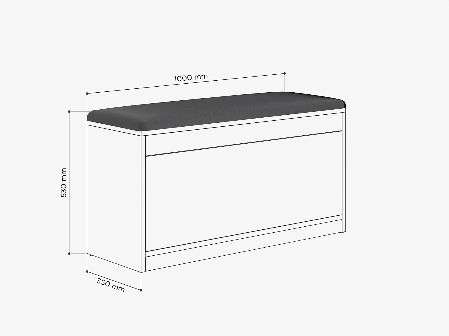Schuhschrank BARI 100 cm – Sitzbank für den Flur mit Kunstlederpolsterung, für 8–10 Paar