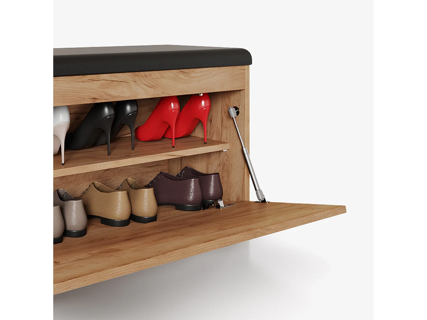 Sapateira BARI 100 cm – Banco de entrada com assento em couro ecológico, para 8 a 10 pares