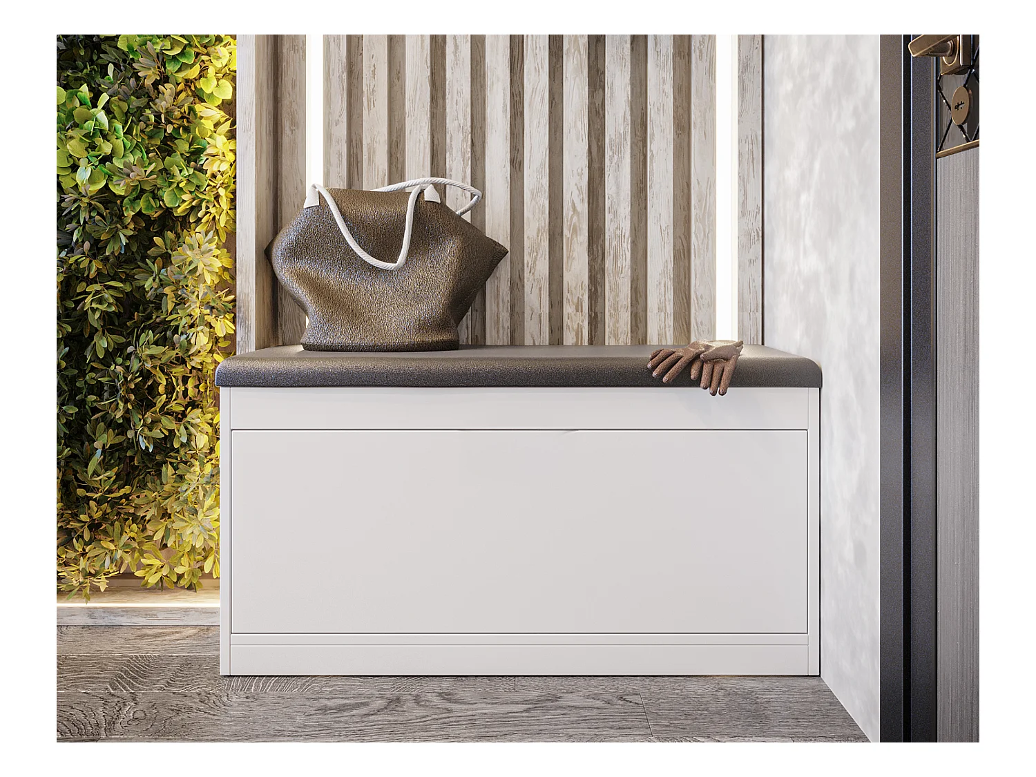 Meuble à chaussures BARI 100 cm – Banc d’entrée avec assise en cuir écologique, pour 8 à 10 paires