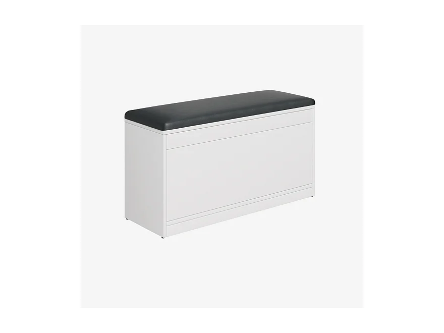 Meuble à chaussures BARI 100 cm – Banc d’entrée avec assise en cuir écologique, pour 8 à 10 paires