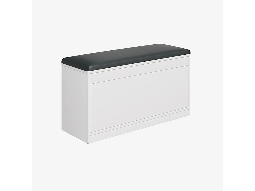 Szafka na buty BARI 100 cm – Ławka do przedpokoju z siedziskiem z ekologicznej skóry, na 8–10 par