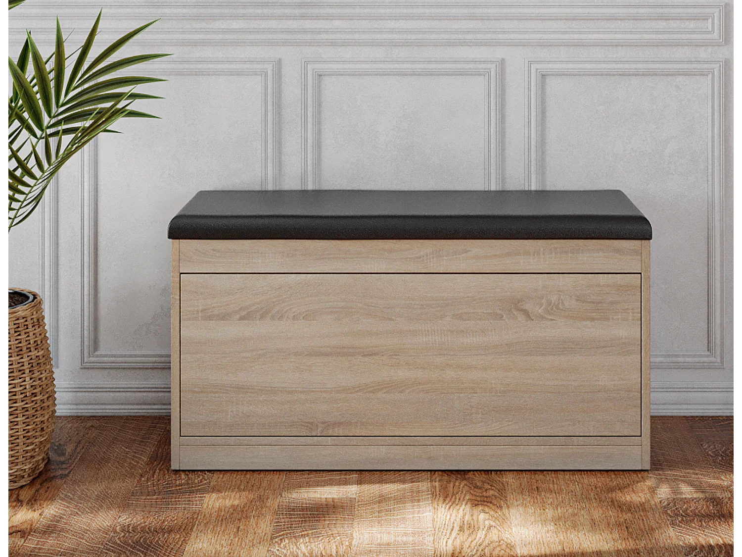 Schoenenkast BARI 100 cm – Halbank met zitting van ecologisch leer, voor 8–10 paar