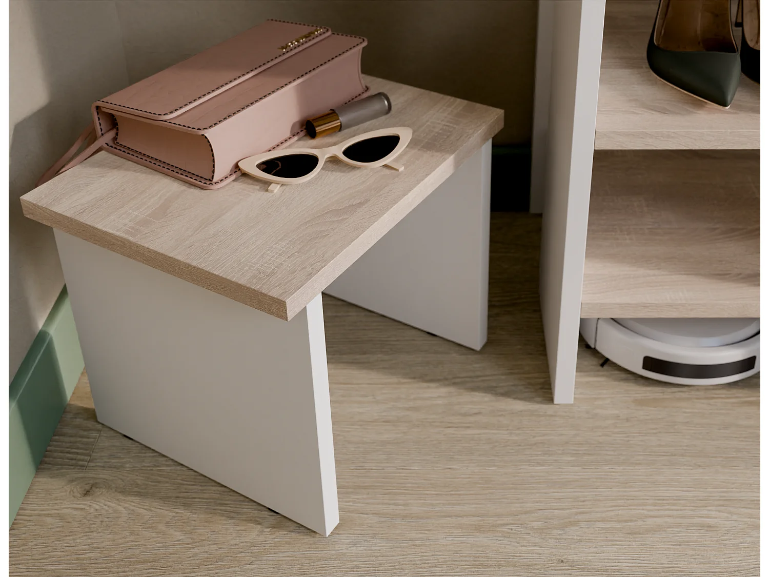 Étagère à chaussures RUBI 60 cm – Meuble compact avec 6 niveaux, pour 14 à 16 paires, avec pieds réglables