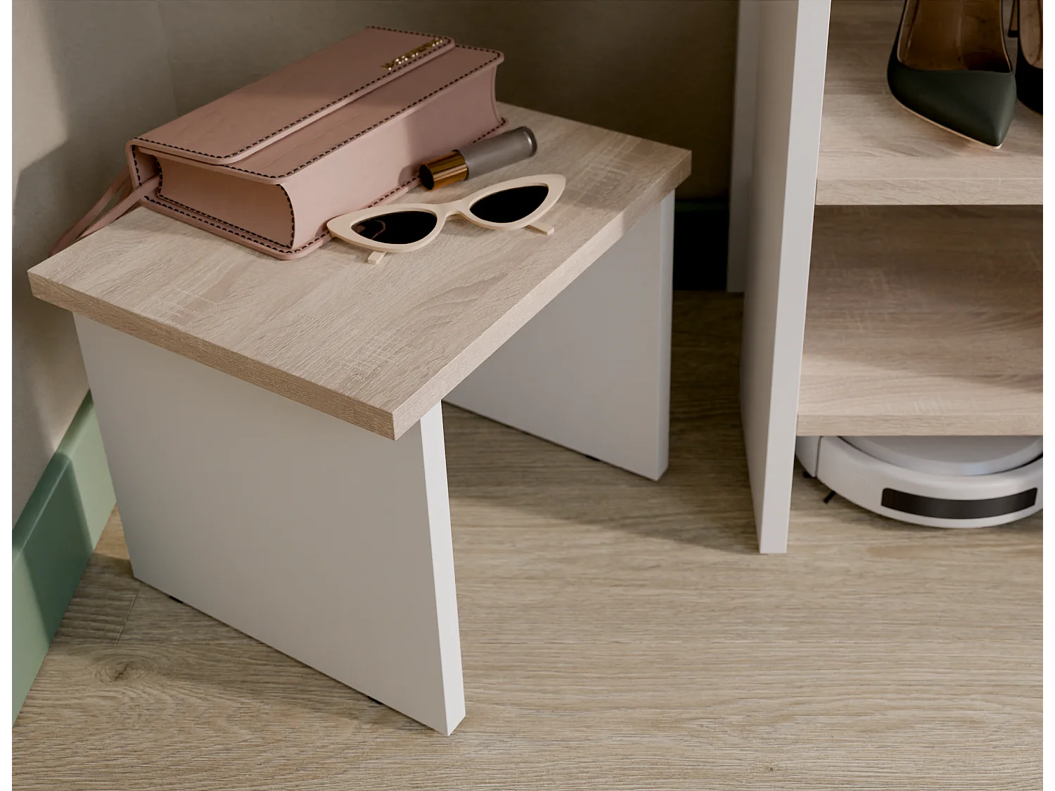 Étagère à chaussures RUBI 60 cm – Meuble compact avec 6 niveaux, pour 14 à 16 paires, avec pieds réglables