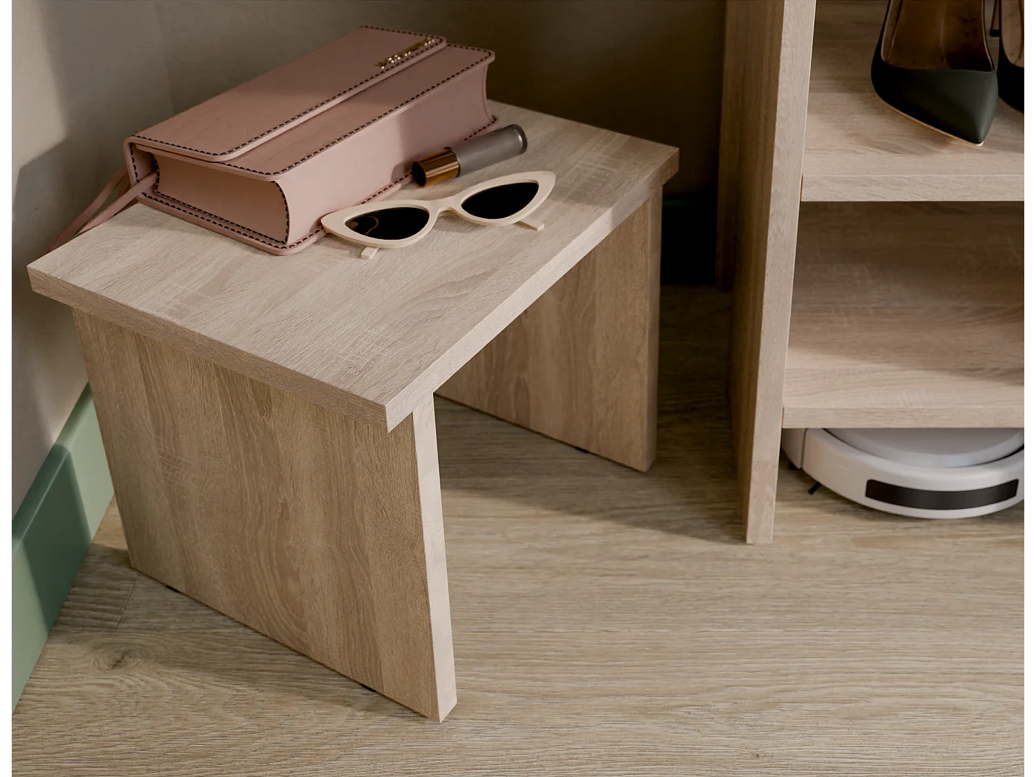 Étagère à chaussures RUBI 60 cm – Meuble compact avec 6 niveaux, pour 14 à 16 paires, avec pieds réglables