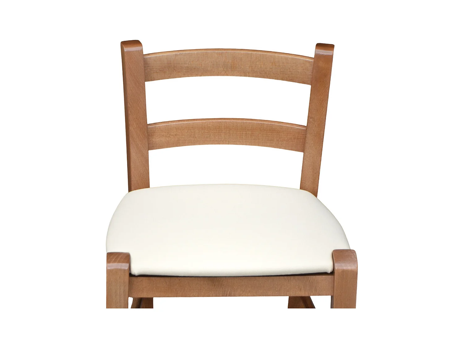 Sgabello alto h 80 in legno noce chiaro con schienale e seduta similpelle beige