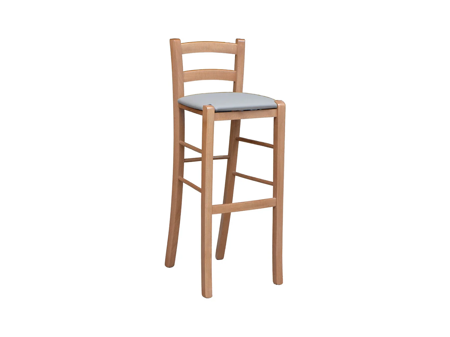 Tabouret de bar h 80 cm en bois de noyer clair assise cm en simili cuir gris tourterelle