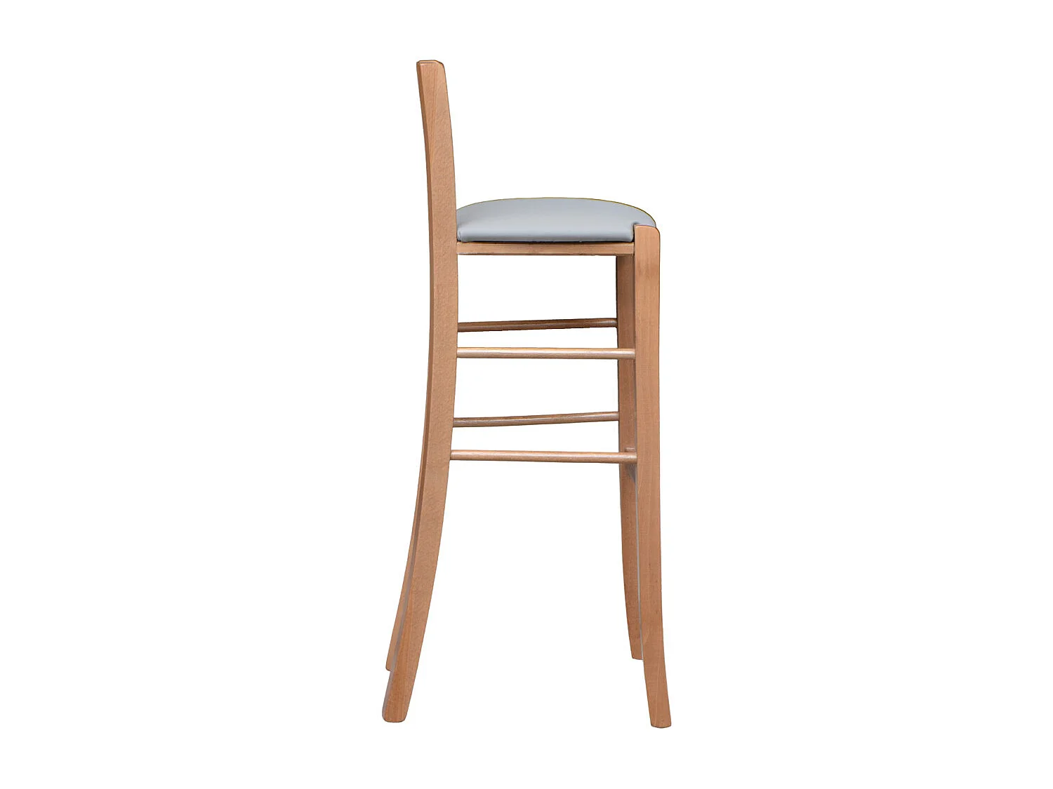 Tabouret de bar h 80 cm en bois de noyer clair assise cm en simili cuir gris tourterelle