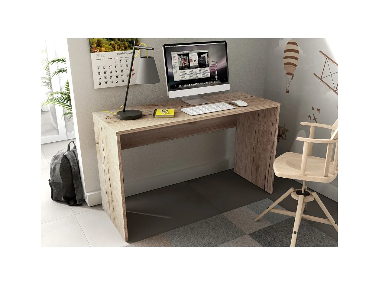 Bureau coloris chêne MELTO 130 cm – Style moderne, compact et idéal pour chambre ou télétravail