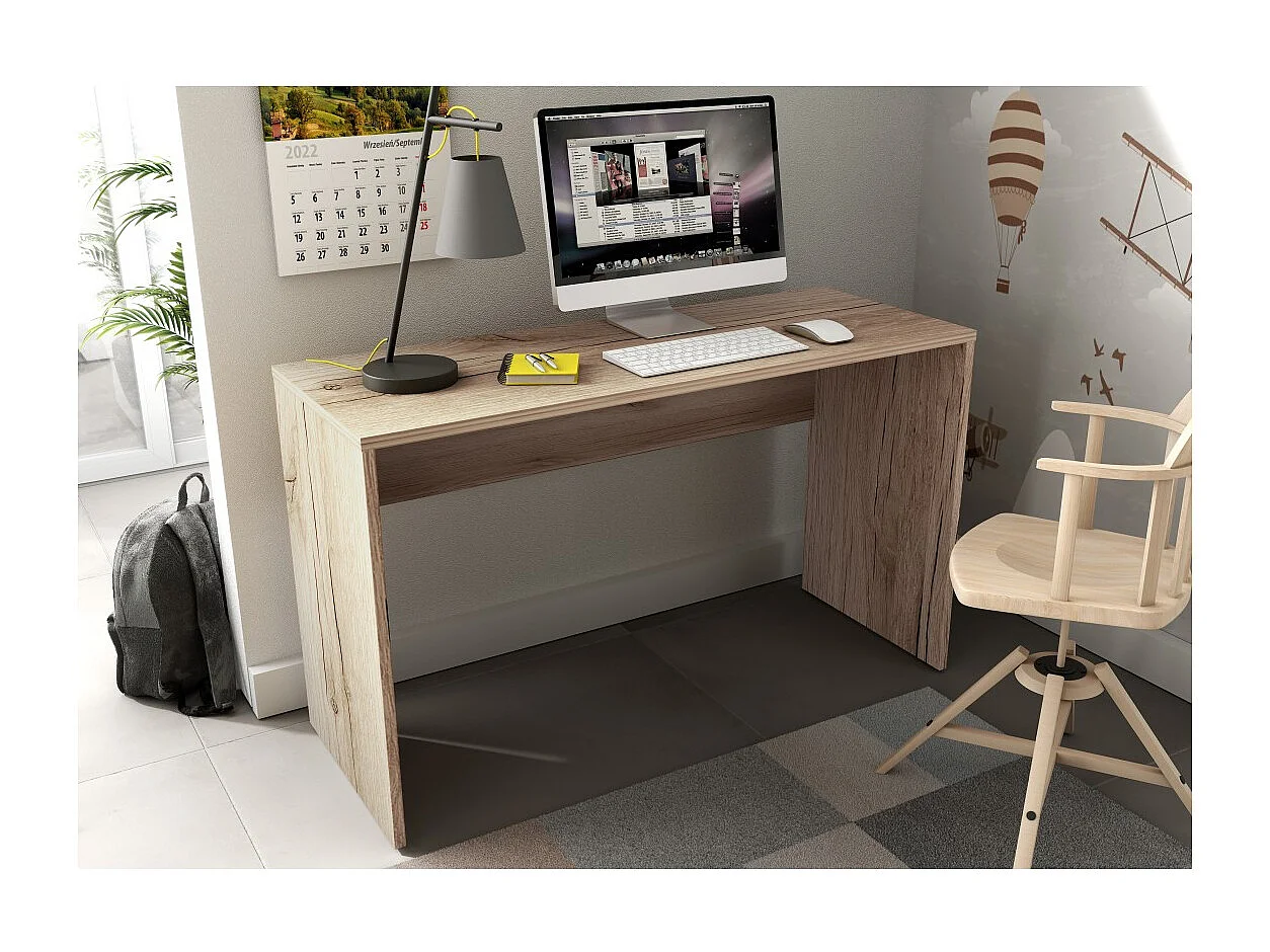 Escritório cor carvalho MELTO 130 cm – Estilo moderno, compacto e ideal para quarto ou teletrabalho