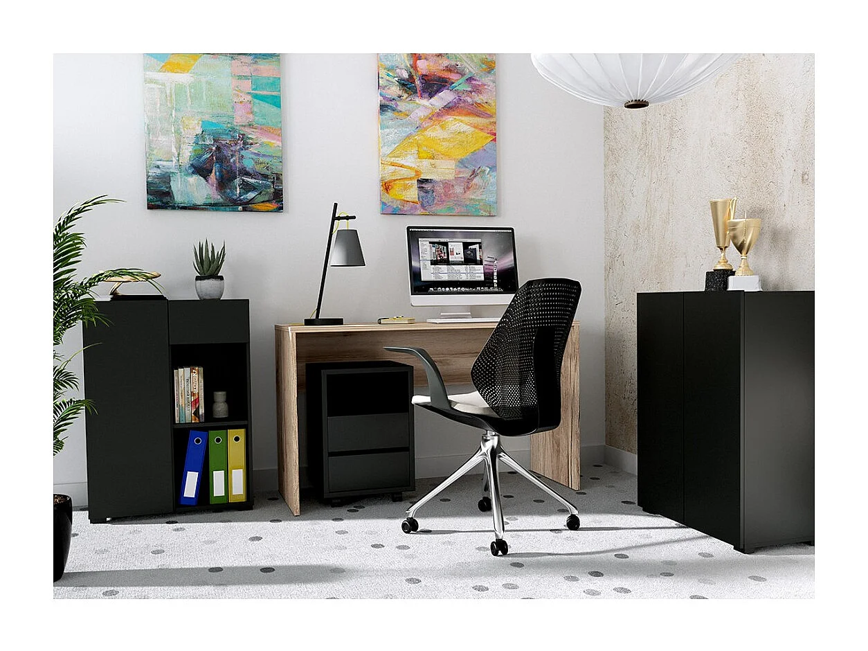 Mesa preta MELTO 130 cm – Elegante, moderna e perfeita para trabalho remoto ou quarto de adolescente