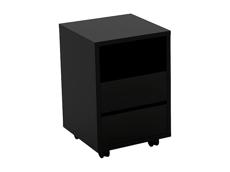 Caixa preta com rodas MELTO – 2 gavetas e 1 nicho – Armazenamento compacto com visual moderno
