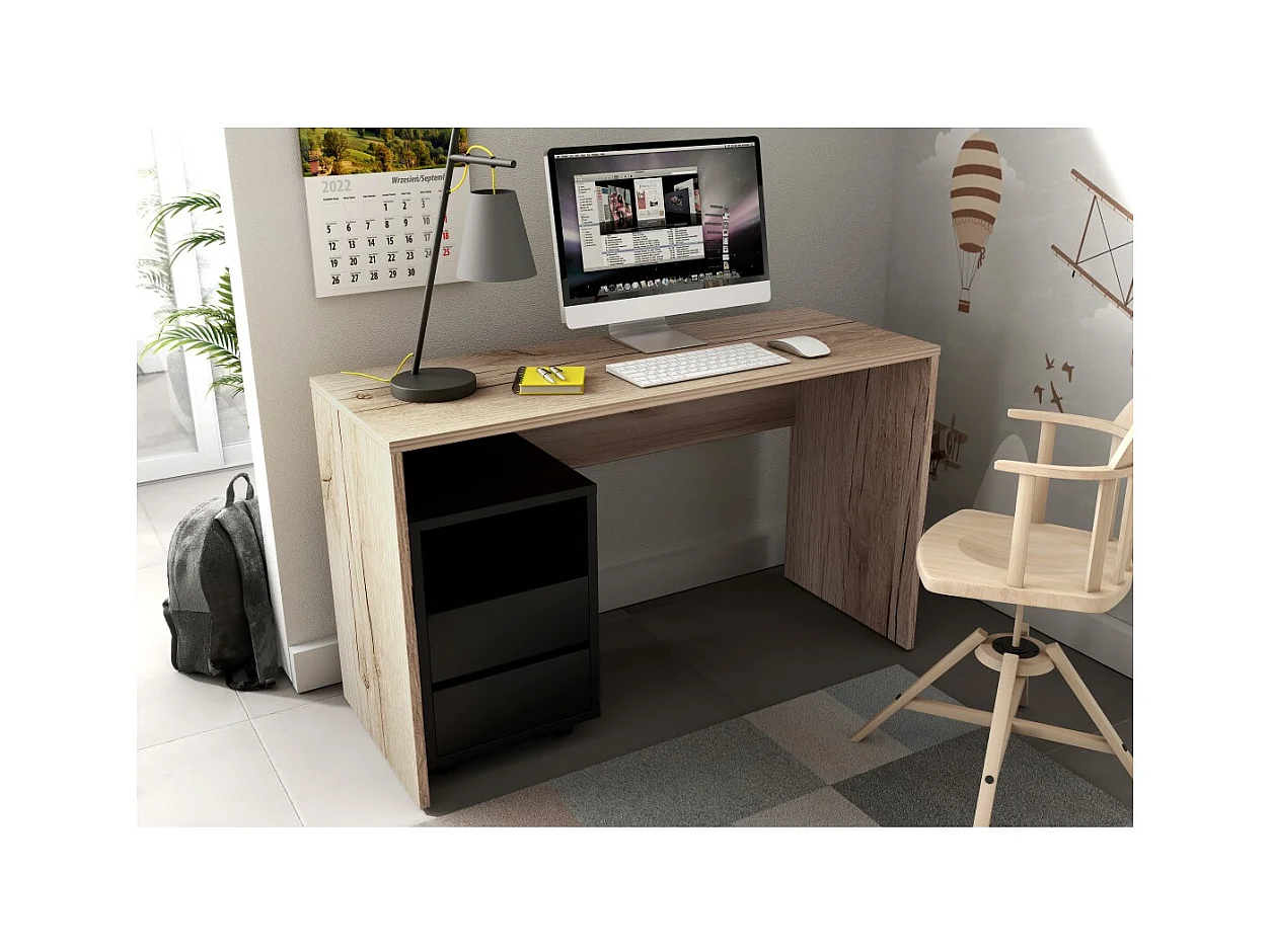 Caixa preta com rodas MELTO – 2 gavetas e 1 nicho – Armazenamento compacto com visual moderno