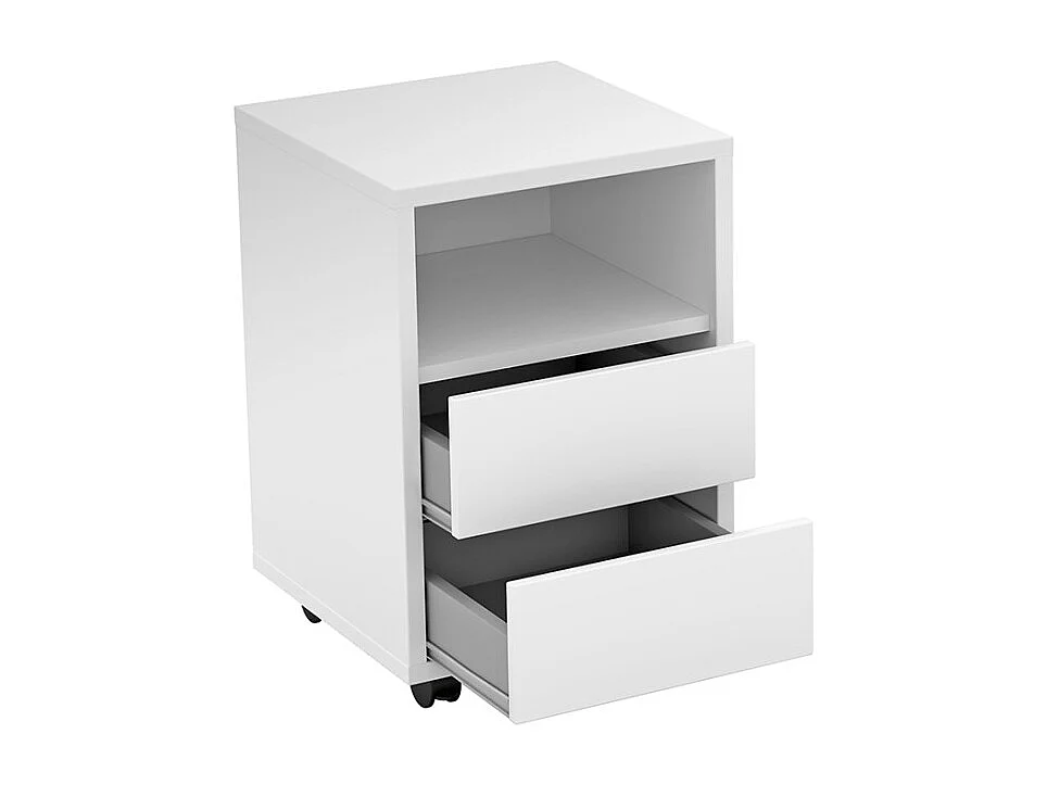 Carrinho branco MELTO com rodas – 2 gavetas e 1 nicho – Armazenamento compacto e móvel