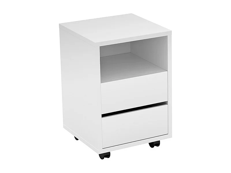 Carrinho branco MELTO com rodas – 2 gavetas e 1 nicho – Armazenamento compacto e móvel
