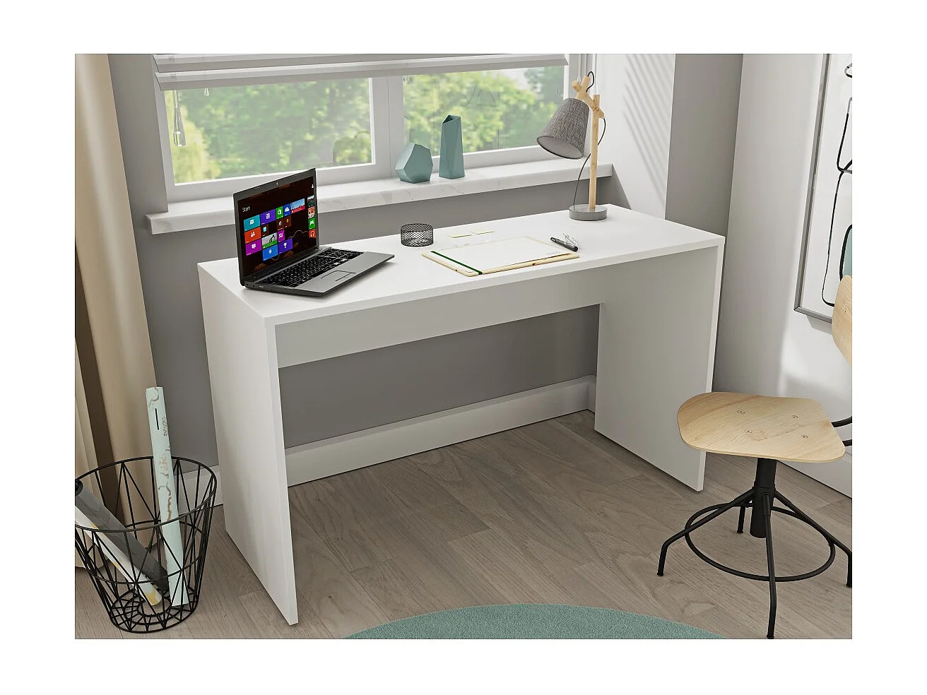 Escritorio blanco MELTO 130 cm – Diseño moderno, duradero e ideal para teletrabajo o habitación juvenil