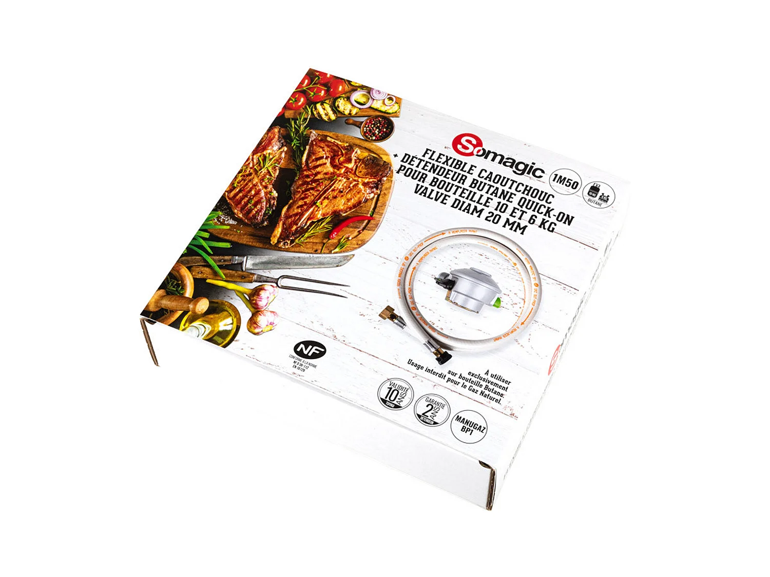 Kit butano Espigões de rosca flexíveis + regulador de encaixe rápido