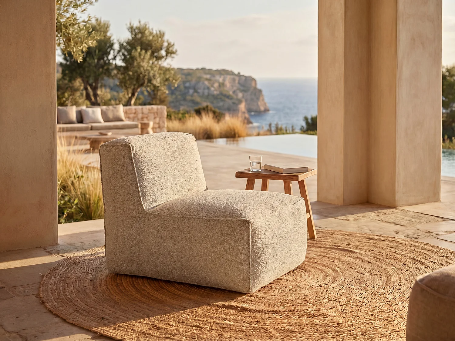 Fauteuil de jardin en tissu bouclette - Beige - NOUMARA de MYLIA