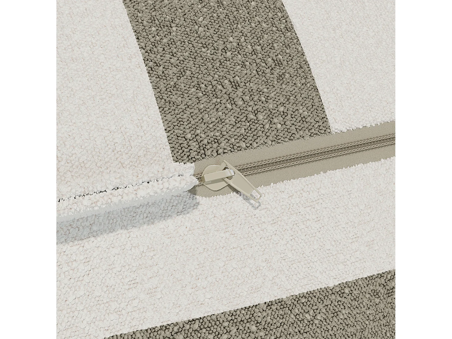 Pouf de jardin en tissu bouclette - Rayé blanc et beige - NOUMARA de MYLIA