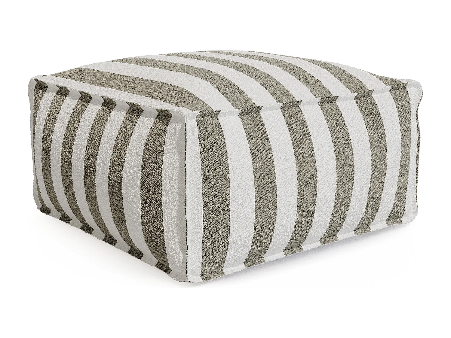 Pouf de jardin en tissu bouclette - Rayé blanc et beige - NOUMARA de MYLIA