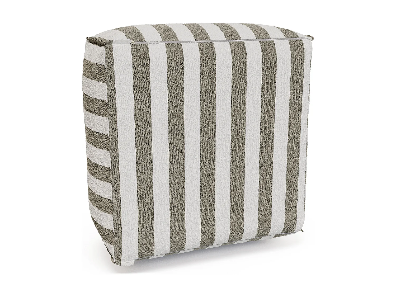 Pouf de jardin en tissu bouclette - Rayé blanc et beige - NOUMARA de MYLIA
